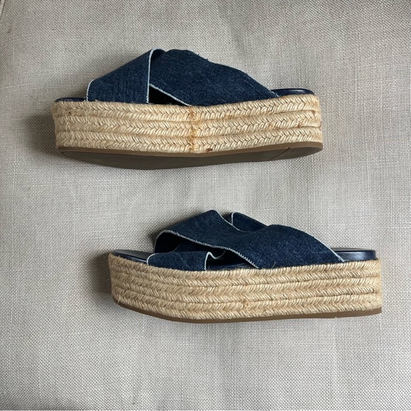 Miu Miu Sandals Espadrille Flatform Blue Denim US 9 39 - Picture 3 of 9
